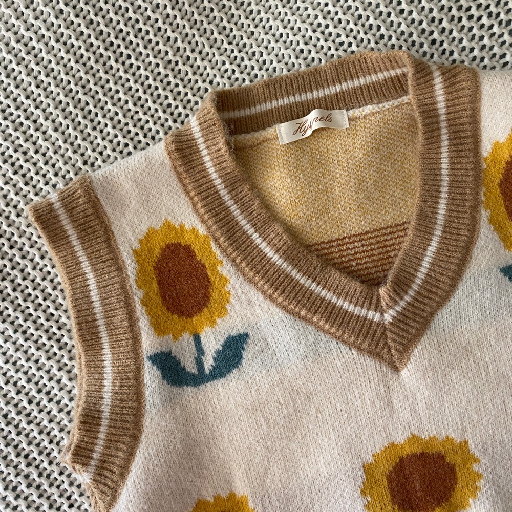 Sunflower Cropped Sweater Vest